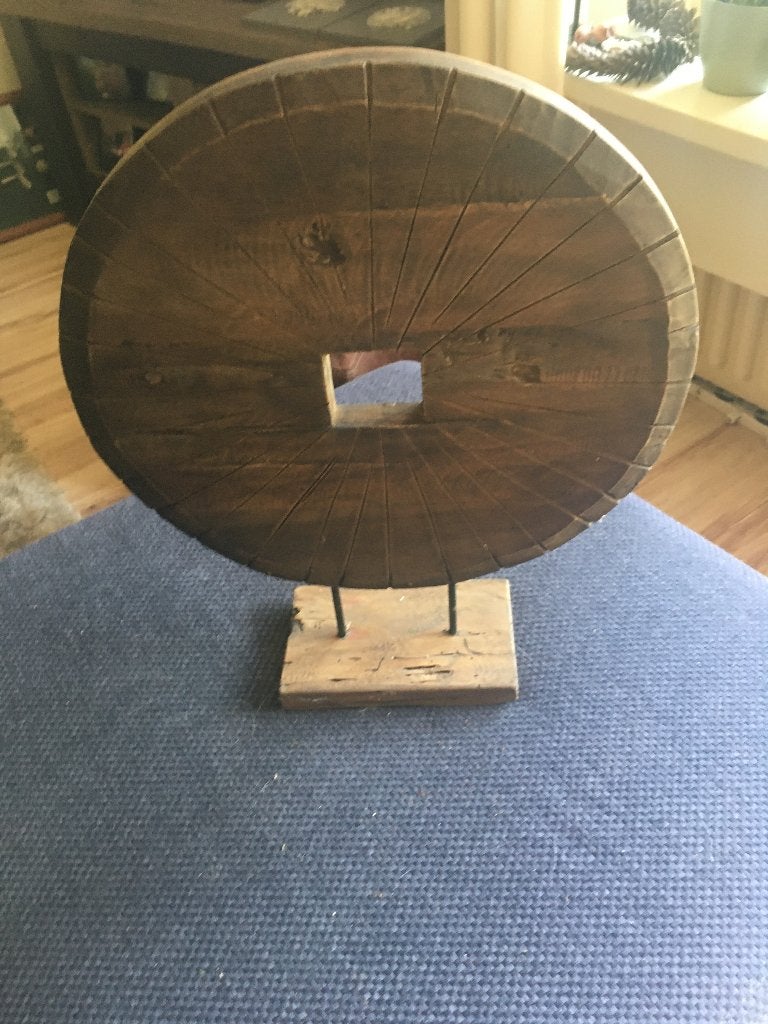 eiken houtenschijf met klein open vakje voor foto, Ophalen, Gebruikt, 40 cm, Hout