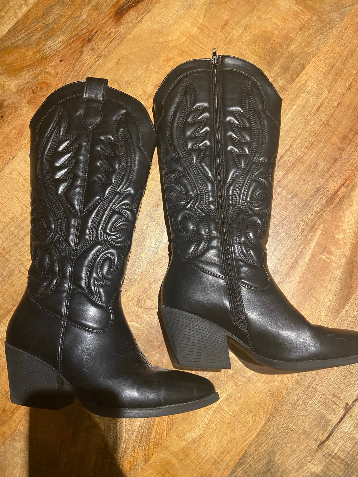 Zwarte cowboylaarzen - Gedragen, lichte beschadigingen, Hoge laarzen, Zwart, Ophalen of Verzenden, Gedragen