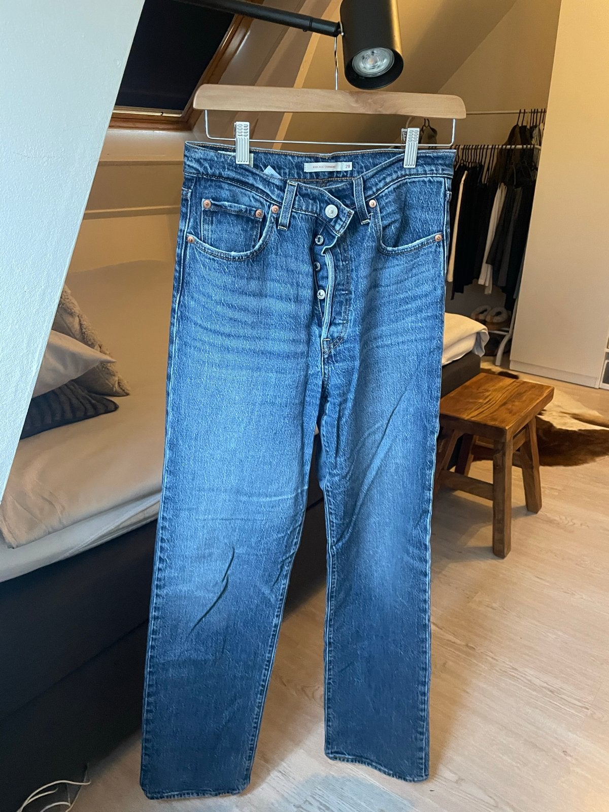 Levi's Ribcage Straight Jeans - W28 - Zo goed als nieuw, Ophalen of Verzenden, Zo goed als nieuw, Blauw, W28 - W29 (confectie 36)