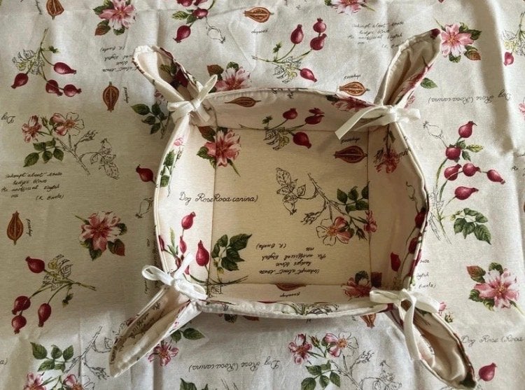 Broodmandje met rozenbottelprint, Overige typen, Verzenden, Meerkleurig, Overige merken