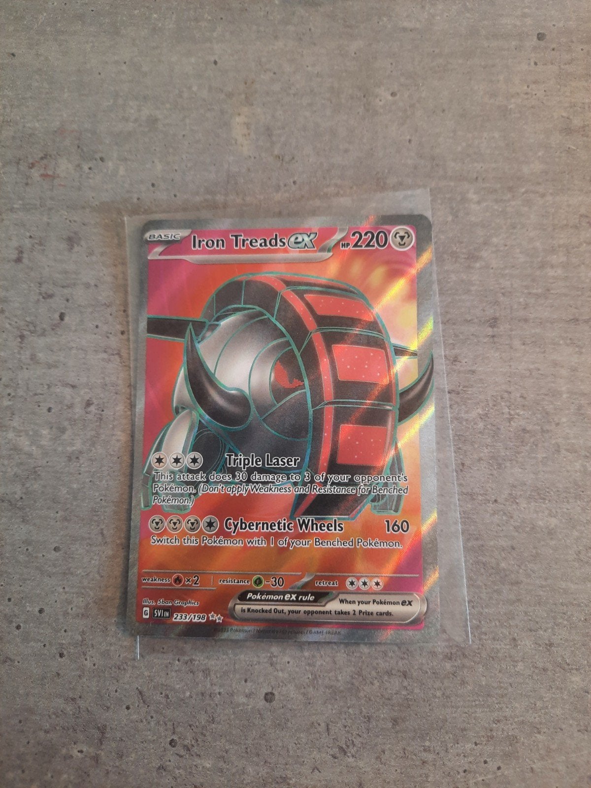 Iron Treads ex 231/198 - Scarlet & Violet Pokémon Kaart, Ophalen of Verzenden, Zo goed als nieuw, Losse kaart, Foil