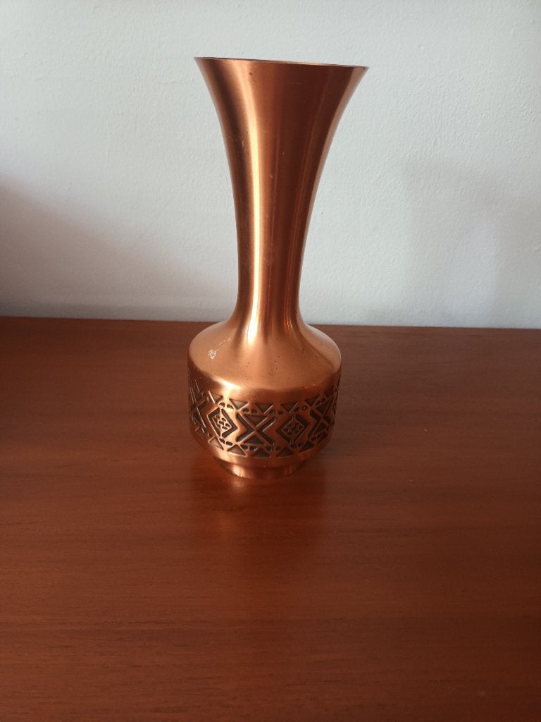 Vaasje/ Koper/ Vintage Massiv Kupfer Copper Vase Mid Century, Ophalen of Verzenden, Koper