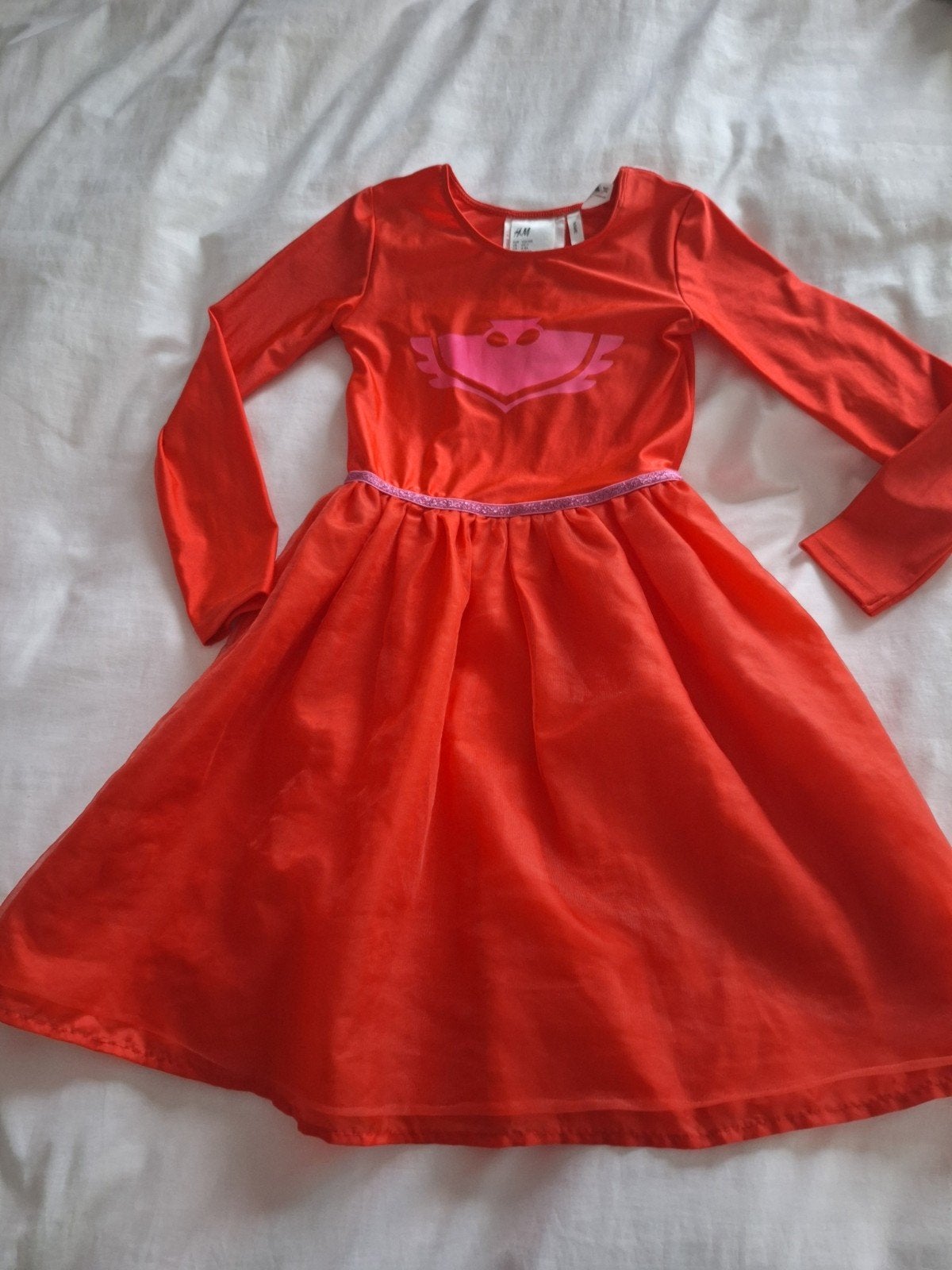 PJ Masks Owlette jurk met cape en masker - Maat 122/128, Kinderen en Baby's, Ophalen of Verzenden, Zo goed als nieuw, 122 t/m 128