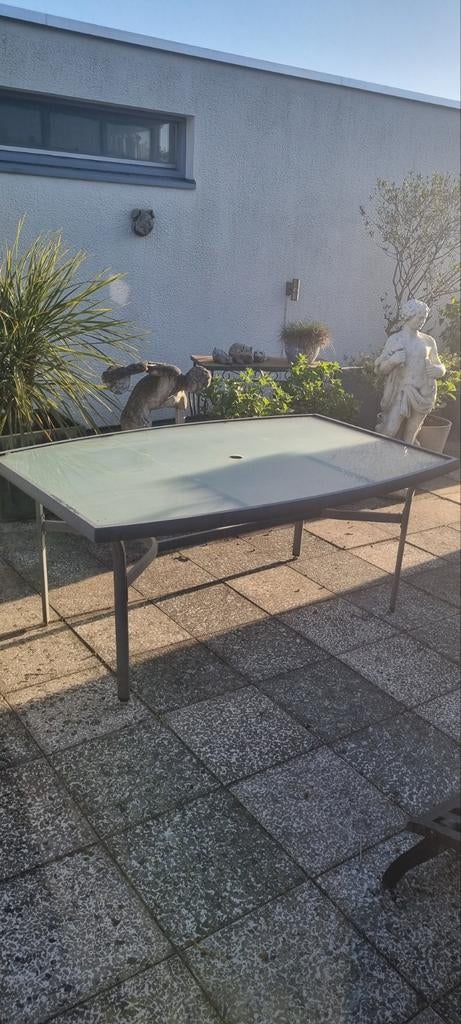 TUINTAFEL aluminium  met glasplaat, Tuin en Terras, Ophalen, Gebruikt, Rechthoekig, Aluminium
