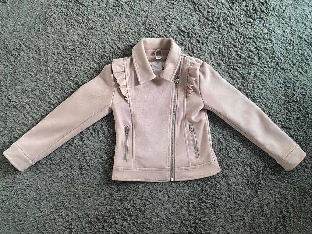 Lichtroze biker jas meisje maat 122, Kinderen en Baby's, Ophalen of Verzenden, Zo goed als nieuw, Meisje, Jas
