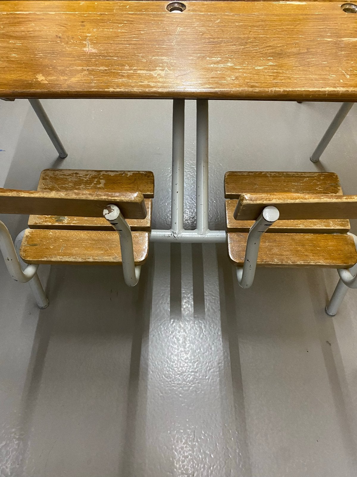 Vintage schoolbank met twee zitplaatsen, Ophalen of Verzenden