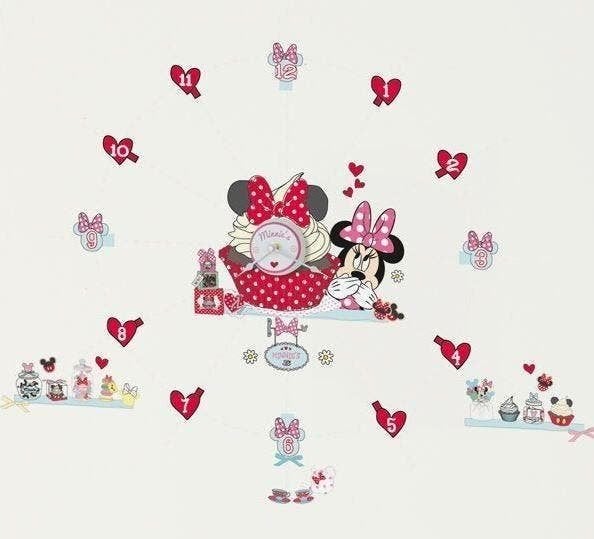 SALE | Minnie Mouse Wandklok - Disney Klok met Muurstickers, Overige typen, Ophalen of Verzenden, Nvt, Nvt