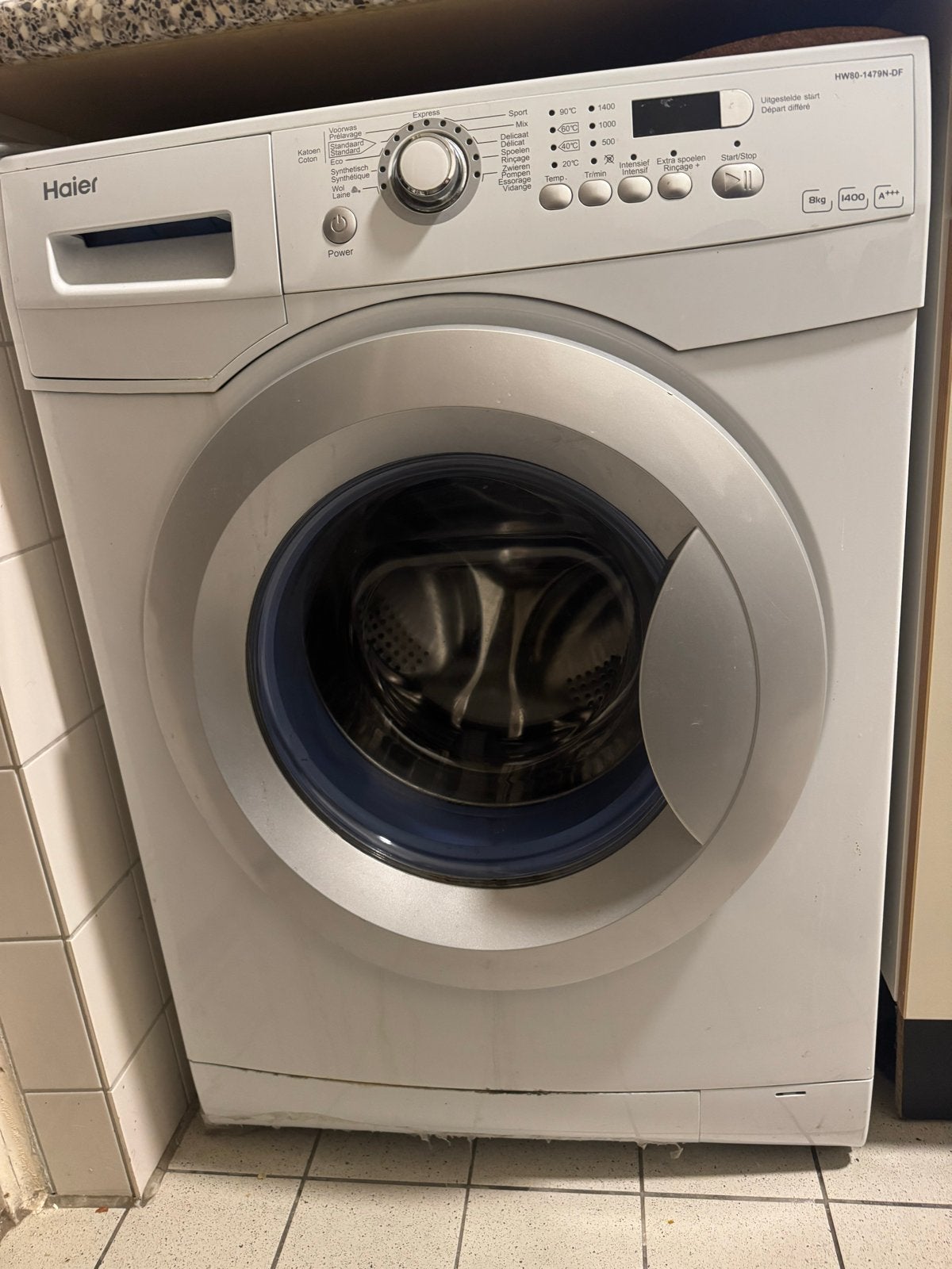 Haier HW80-1479N-DF Wasmachine 8kg A+++ 1400 toeren, Ophalen, 1200 tot 1600 toeren, Gebruikt, 8 tot 10 kg