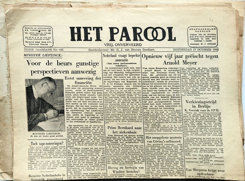 16 oude  "het Parool " 1945 - 1946 !, Ophalen of Verzenden, Gelezen, Muziek, Film of Tv