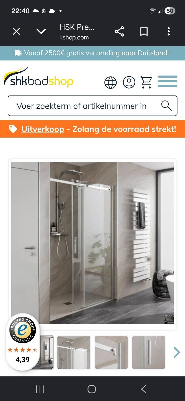 Douche schuifdeur, Ophalen, Zo goed als nieuw