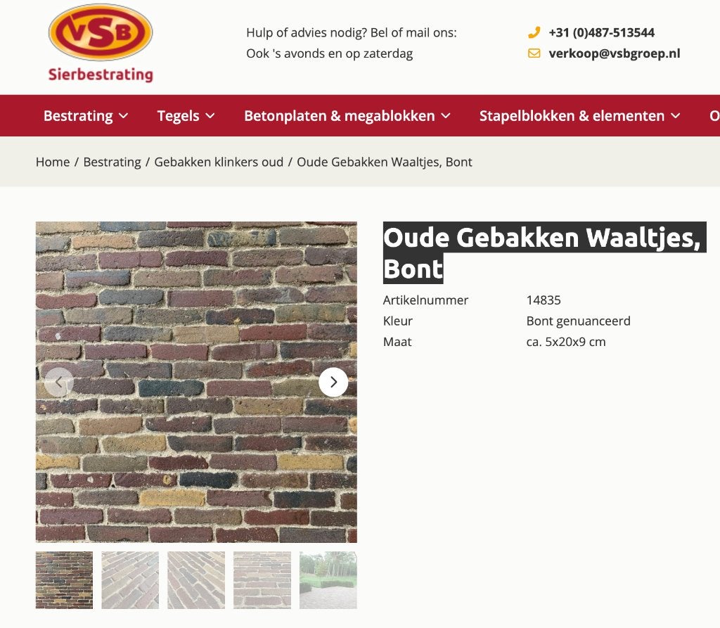 Oude Gebakken Waaltjes, Bont, Tuin en Terras, Tegels en Klinkers, Ophalen, Gebruikt, Klinkers