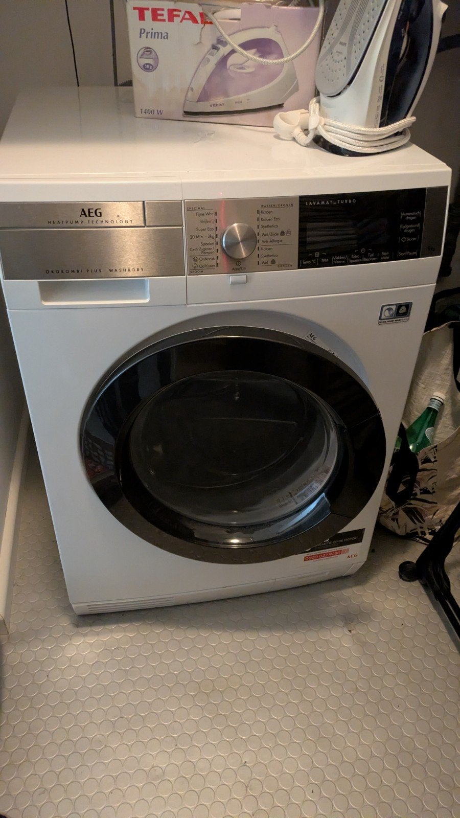 AEG ÖKOKOMBI PLUS WASH&DRY Warmtepomp Was/Droogcombinatie, 8 tot 10 kg, Ophalen, Zo goed als nieuw, 85 tot 90 cm