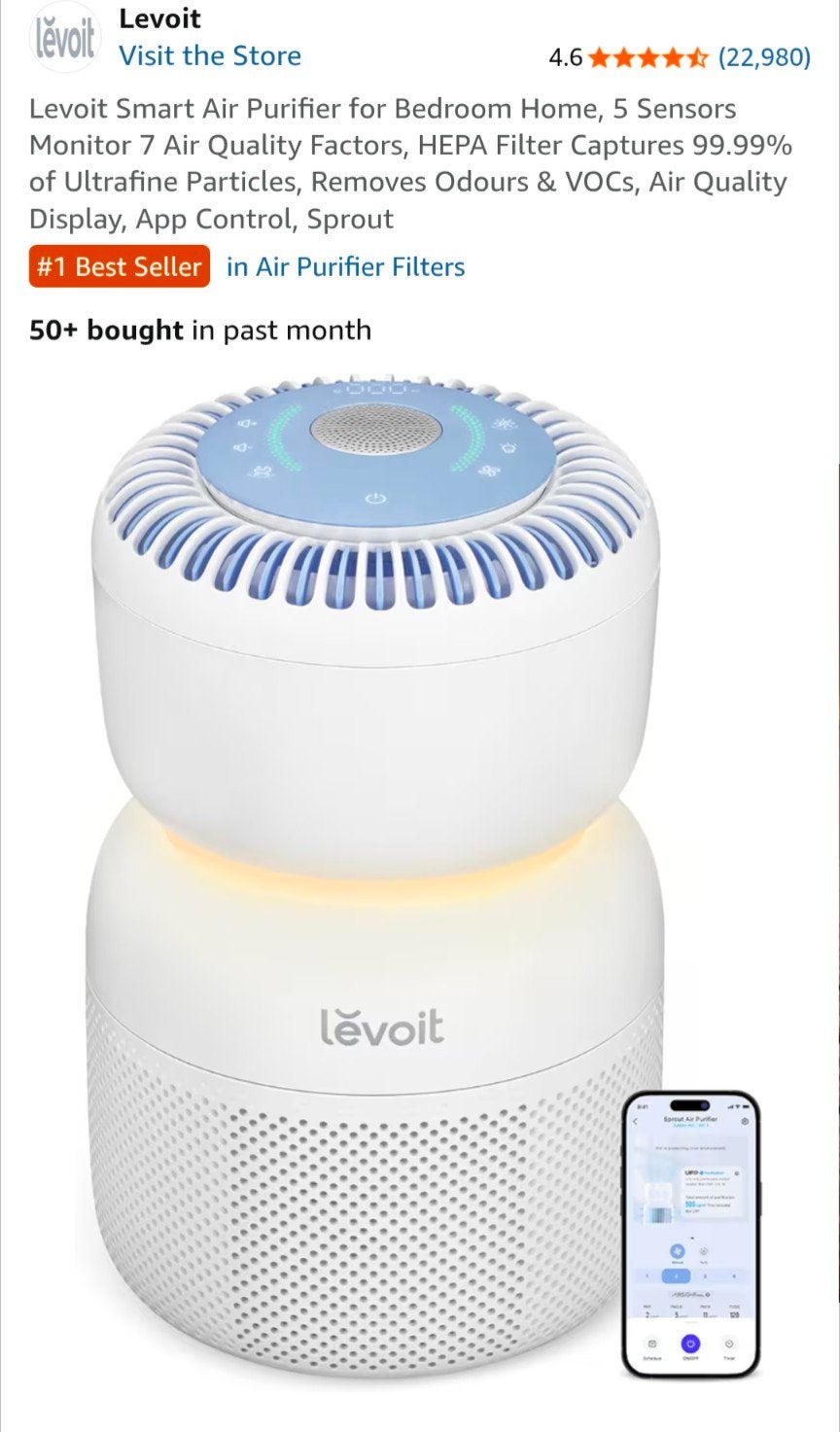 Levoit Sprout Smart Luchtreiniger - Blauw Wit, Ophalen of Verzenden