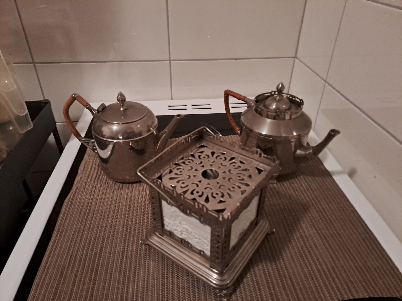 Antieke theepotten en theewarmer set, Ophalen of Verzenden