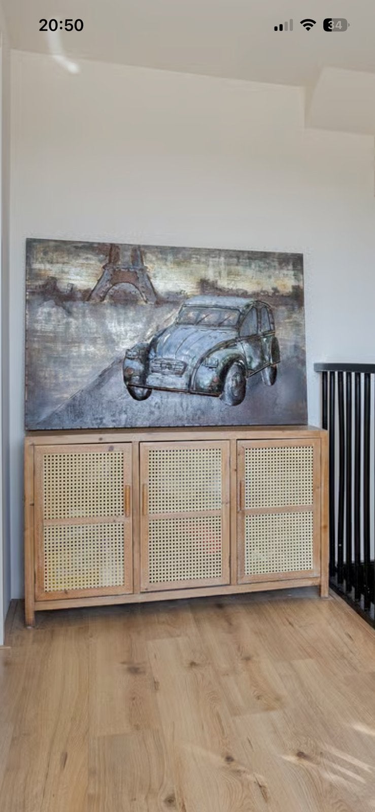 Houten dressoir met rotan deuren, Huis en Inrichting, Kasten | Dressoirs, Ophalen, Gebruikt, 100 tot 150 cm, 25 tot 50 cm
