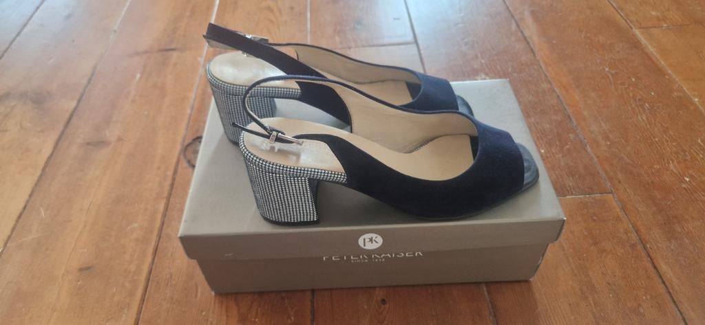 Peep toe schoenen blauw met wit Peter Kaiser 5.5 /39, Peter Kaiser, Blauw, Ophalen of Verzenden, Zo goed als nieuw