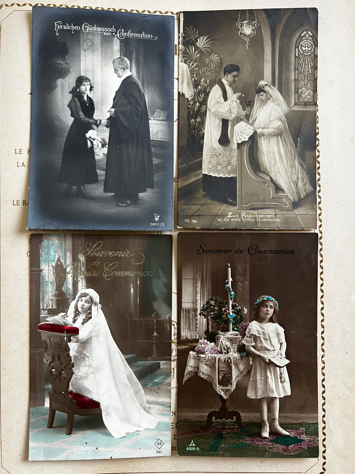 4x Communicantje - meisje, Verzamelen, Ophalen of Verzenden, Gebruikt, Kaart of Prent, Christendom | Katholiek