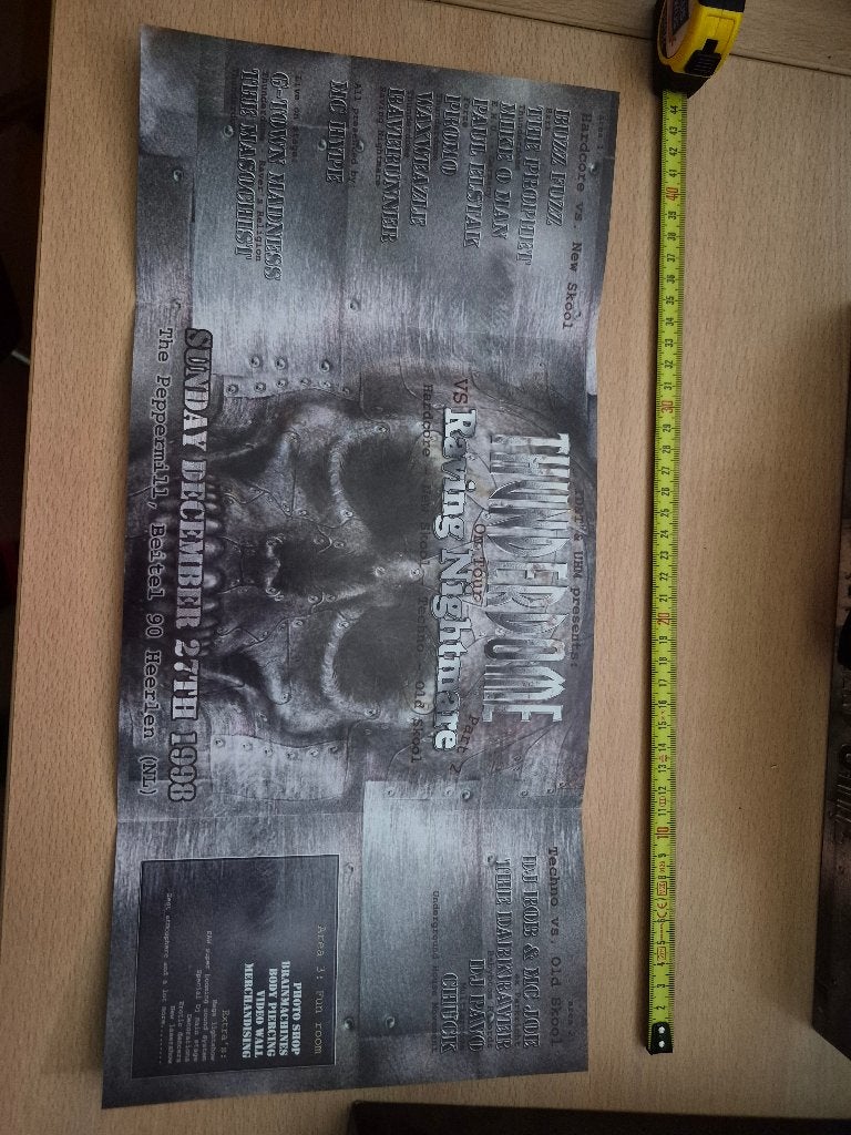 Thunderdome '98 'A Raving Nightmare' Flyer/Poster, Ophalen of Verzenden, A1 t/m A3, Muziek, Rechthoekig Staand