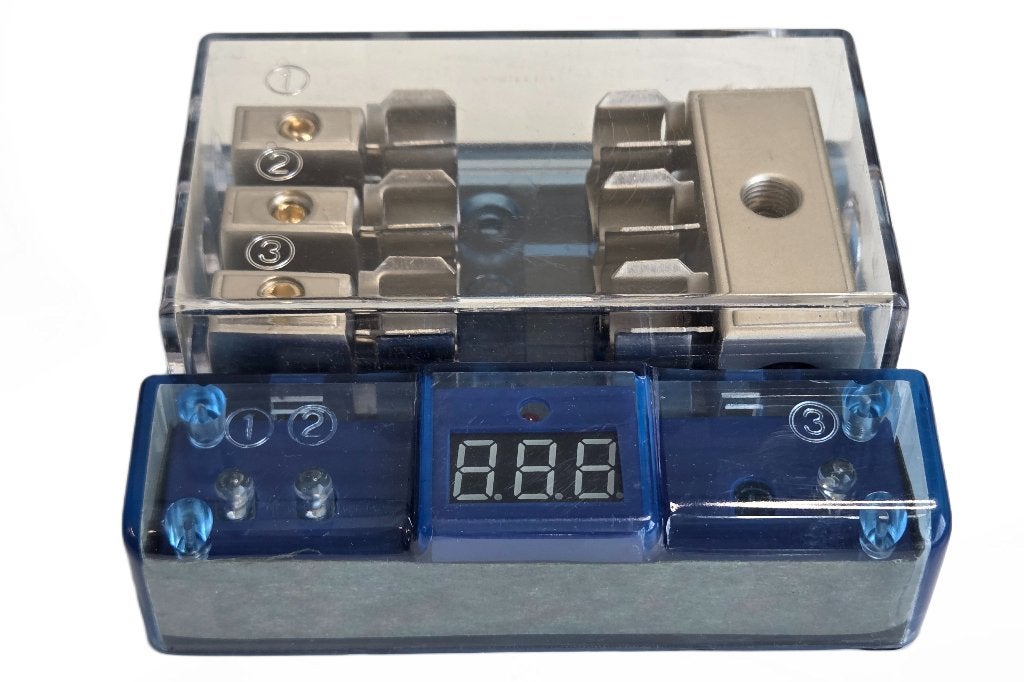 Goldline gezekerde verdeelblok met digitale LED voltmeter, ., Nieuw, Ophalen of Verzenden, .