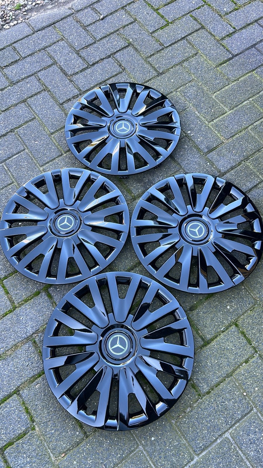 Set Zwarte Mercedes Wieldoppen 16 inch 4 stuks, Ophalen of Verzenden, Nieuw
