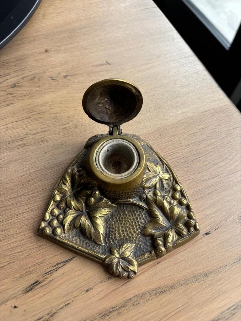 Oud inktpotje met decoratie, Antiek en Kunst, Ophalen of Verzenden