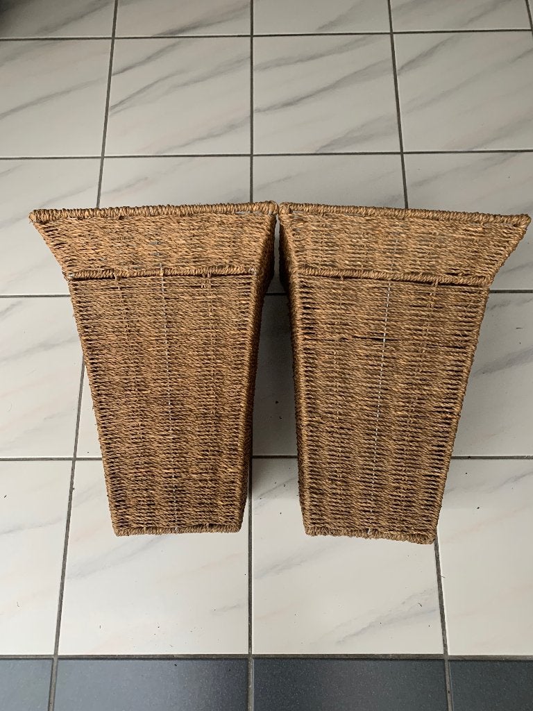 Set van 2 sisal touw manden - 40 cm hoog, Gebruikt, Gevlochten, Mand, Vierkant