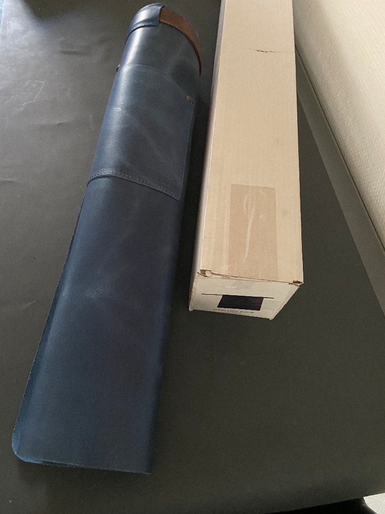 Sloof schort bbq leder lang kleur blauw nieuw in doos, Schort, Blauw, Geschikt voor BBQ, Nieuw