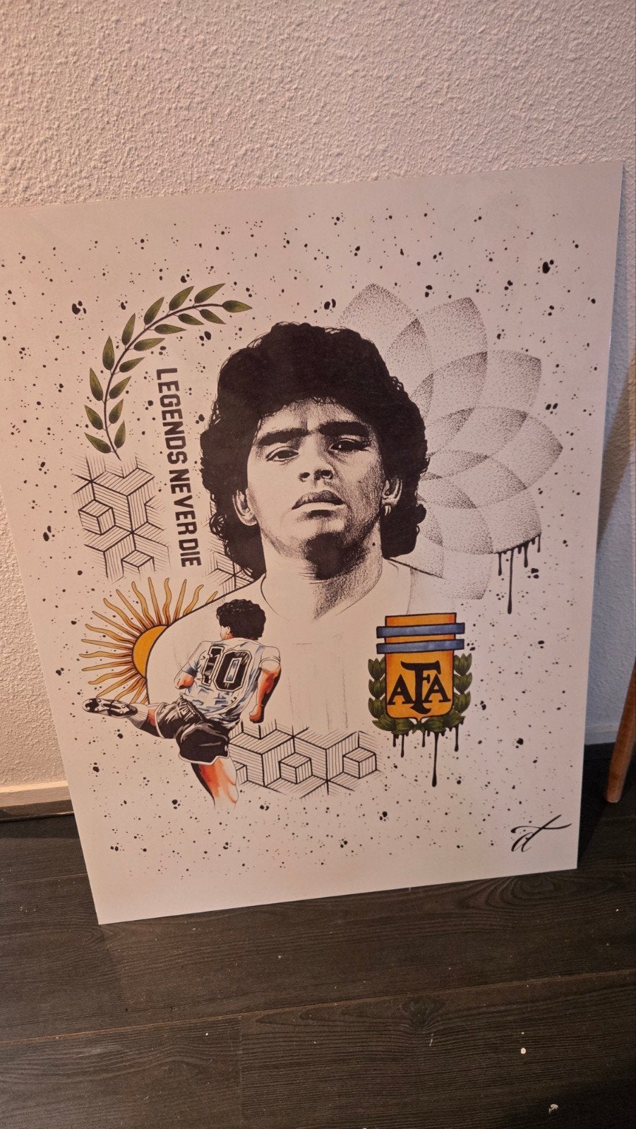 Diego Maradona 'Legends Never Die' Kunstwerk, Antiek en Kunst, Kunst | Schilderijen | Klassiek, Overige stijlen, Portret of Personen