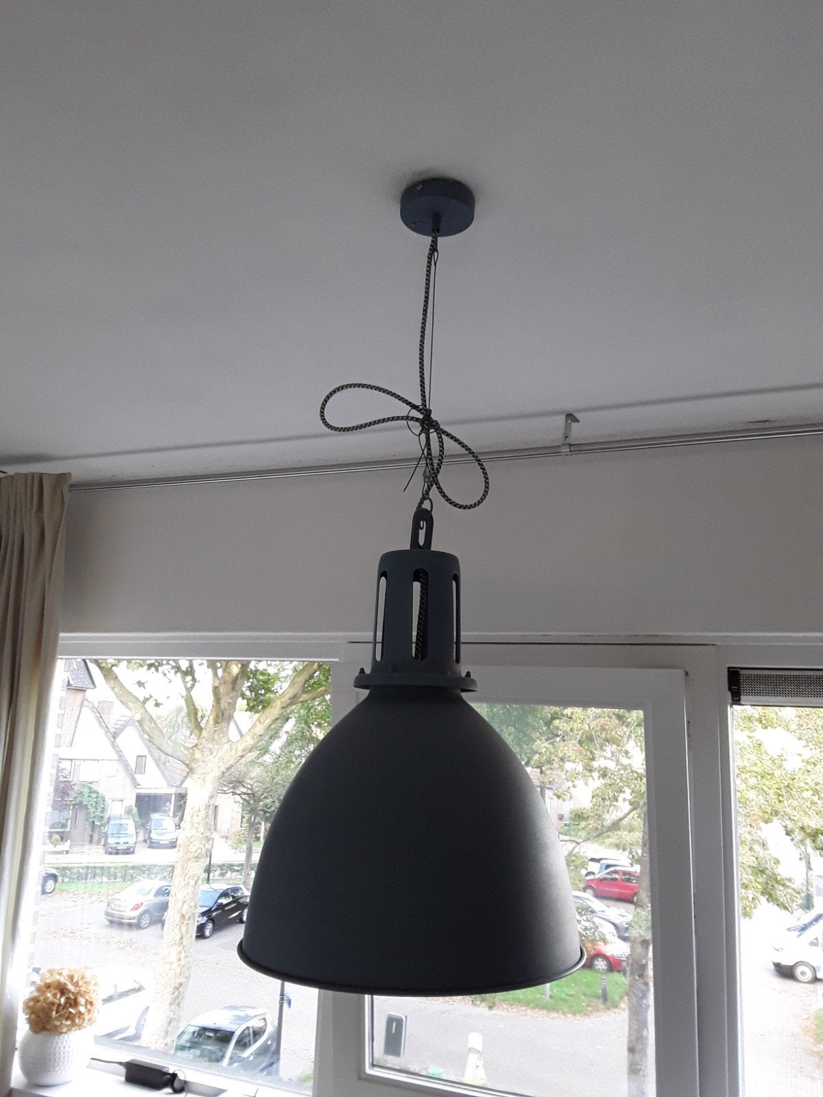 Blauwe hanglamp, Ophalen, Gebruikt, Metaal, E27 (groot)