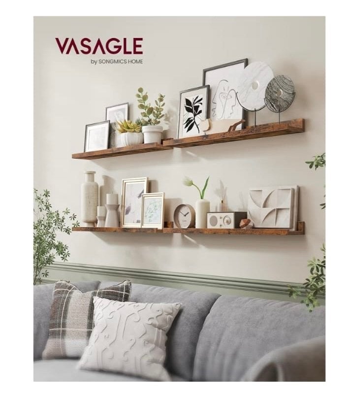 VASAGLE Wandplanken Set van 2 - Rustiek Bruin, Songmics, Nieuw, Ophalen of Verzenden, Songmics