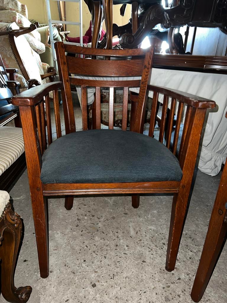 2 Bannink Jugendstil eetkamer armstoelen, kersenhout, Ophalen, Gebruikt, Bruin, Stof