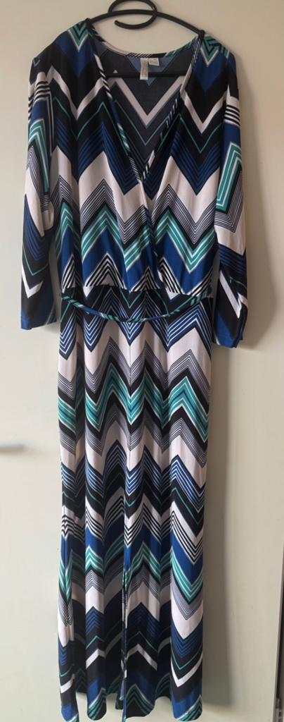 BodyFlirt boutique jurk blauw wit maat 48/50, Blauw, Maat 46/48 (XL) of groter, Ophalen of Verzenden, Zo goed als nieuw