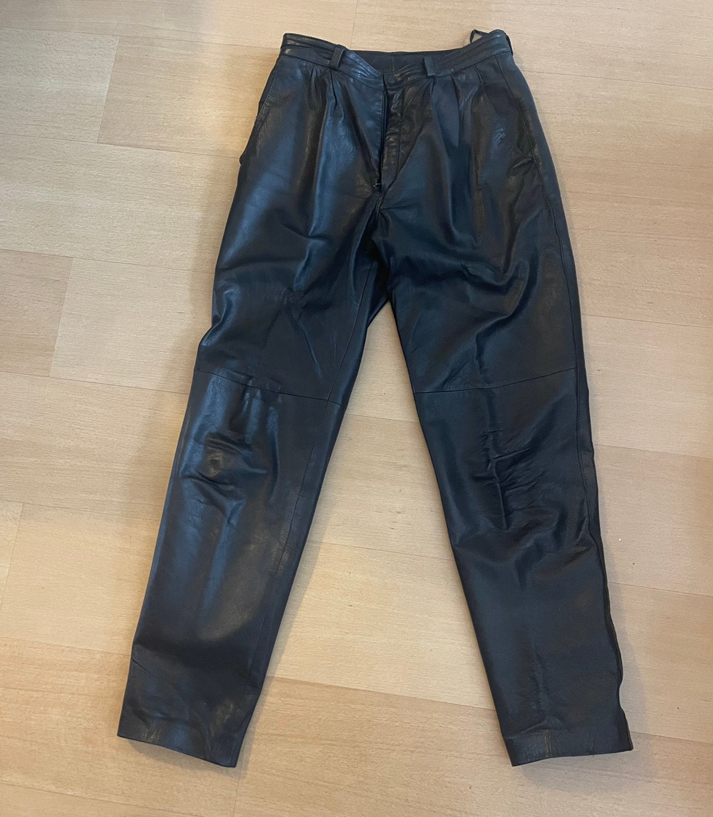 Leren broek kalfsleer, Kleding | Dames, Maat 38/40 (M), Blauw, Ophalen of Verzenden, Zo goed als nieuw