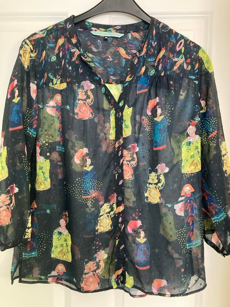 POM Amsterdam by Katja blouse met print, maat 40, Ophalen of Verzenden, Zo goed als nieuw, Maat 38/40 (M), Overige kleuren