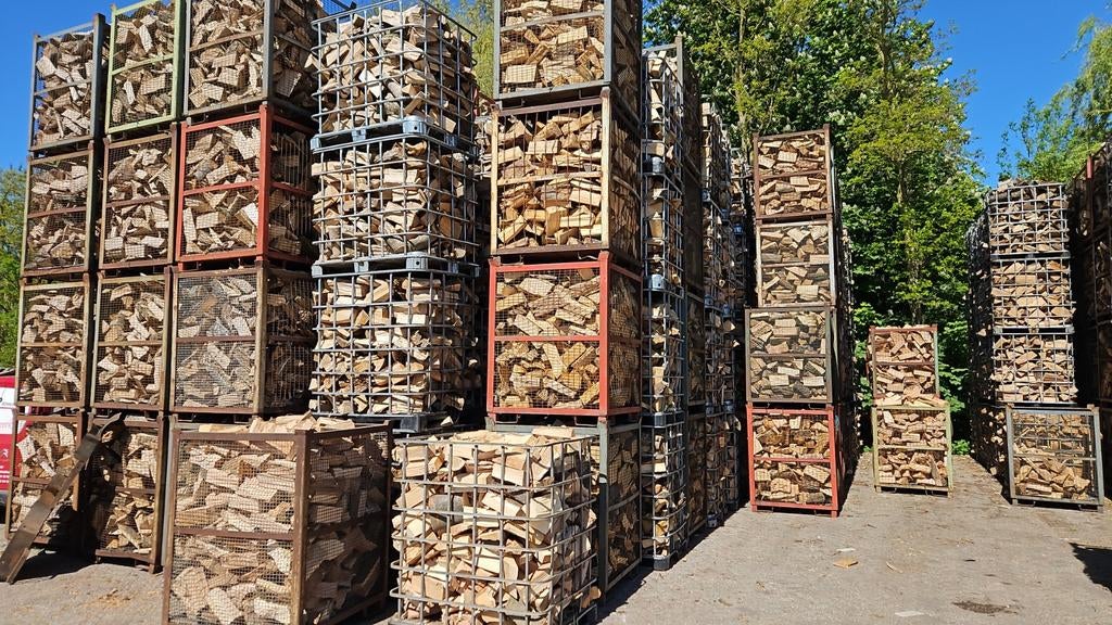Haardhout te koop, vers gekloofd hardhout es, eik, beuk, Tuin en Terras, Haardhout, 6 m³ of meer, Ophalen of Verzenden, Essenhout