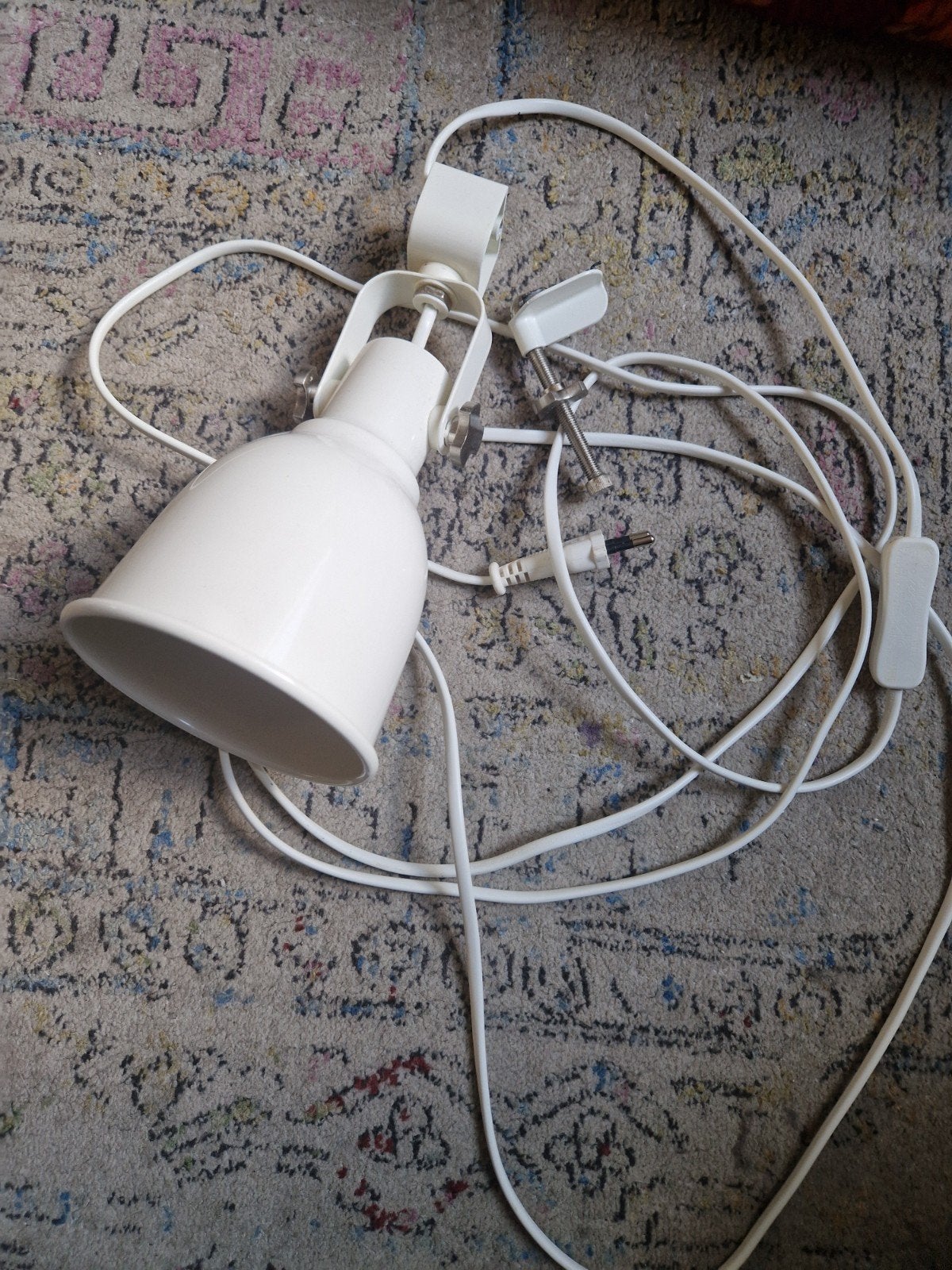 IKEA Hektar Klemlamp - Wit, E27 fitting, Max 7W, Huis en Inrichting, Lampen | Overige, Gebruikt, IKEA, Met schakelaar, E27 (groot)