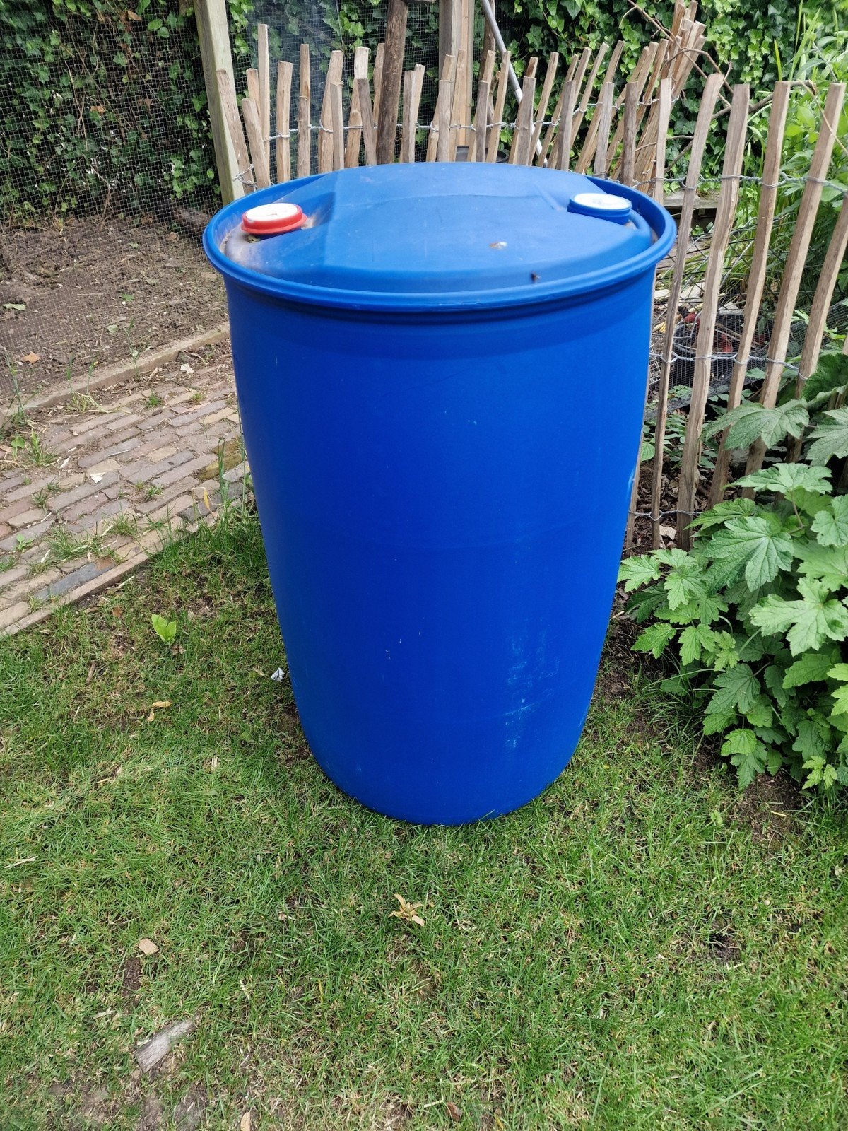 Blauwe regenton 200L, 150 liter of meer, Verzenden, Gebruikt, Kunststof