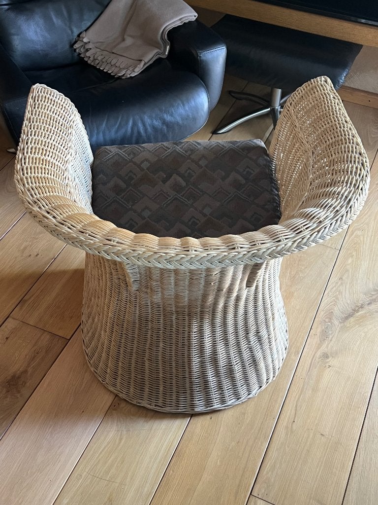 Rotan fauteuil (kuipstoel), Boho/Ibiza stijl, Huis en Inrichting, Ophalen, Gebruikt, Minder dan 75 cm, Riet of Rotan