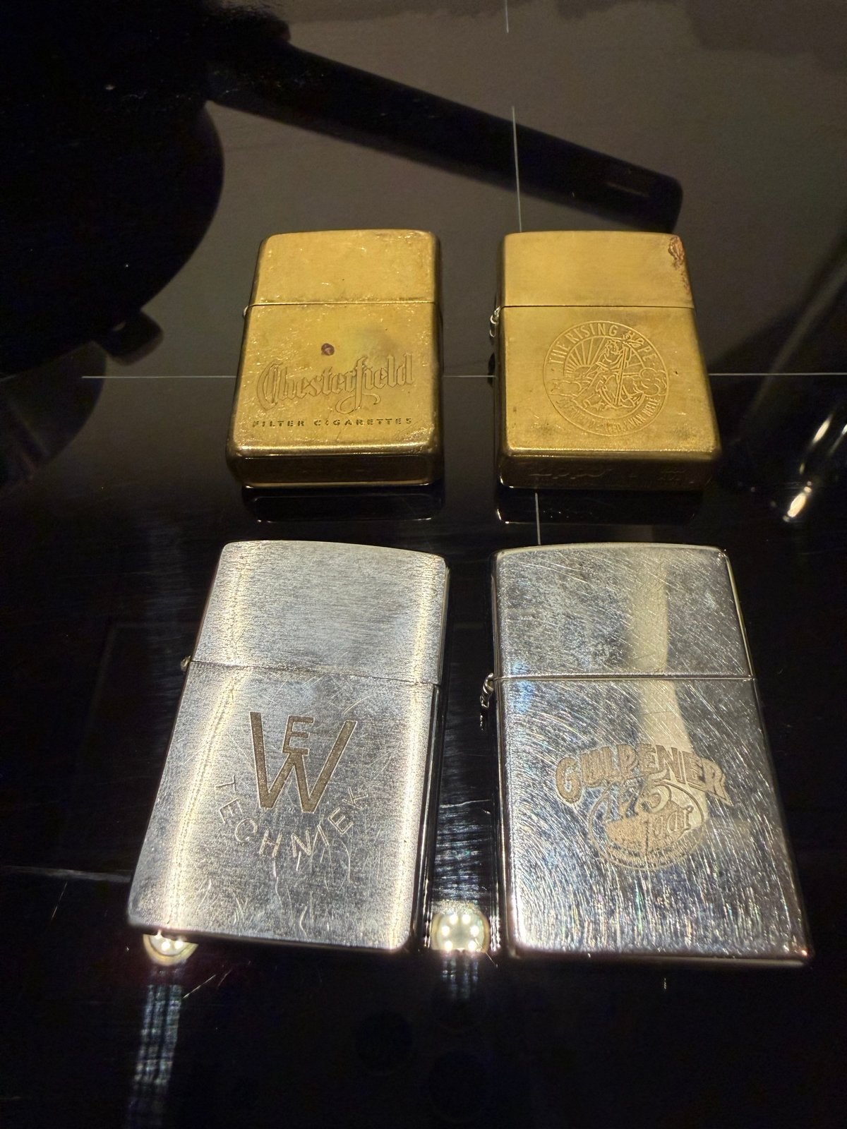 Zippo aanstekers - Chesterfield, Guldenaar, W. Techniek, Ophalen of Verzenden, Gebruikt, Aansteker