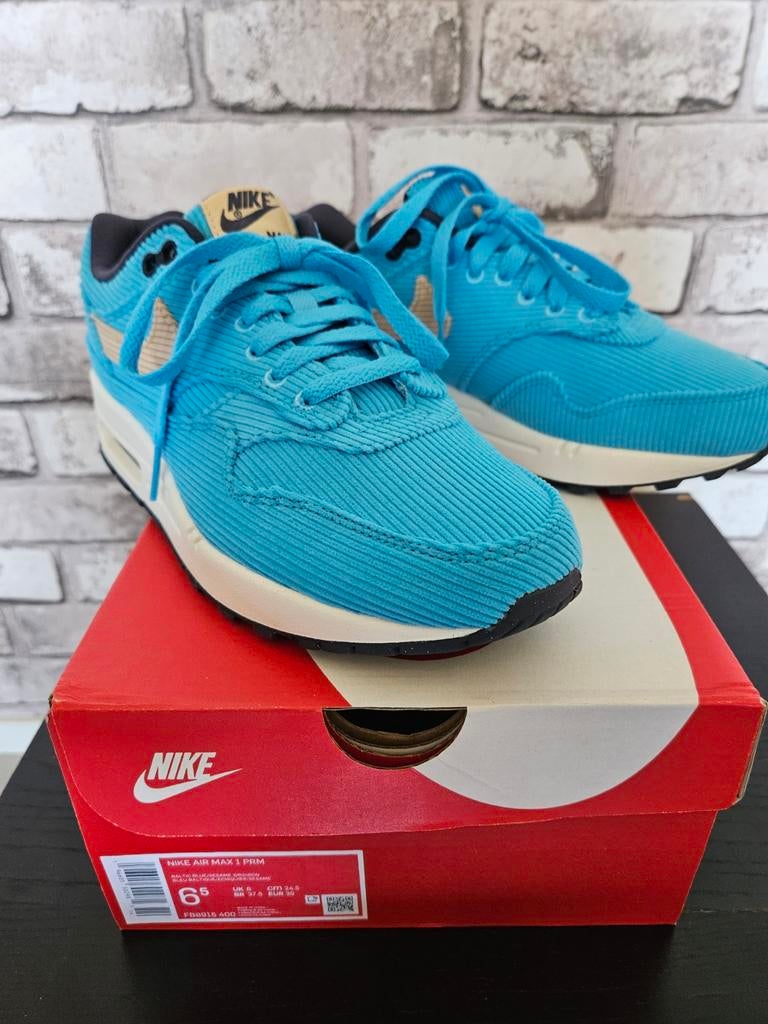 Nike Air Max 1 'Baltic Blue corduroy - Maat 39, Blauw, Nike, Nieuw, Ophalen of Verzenden