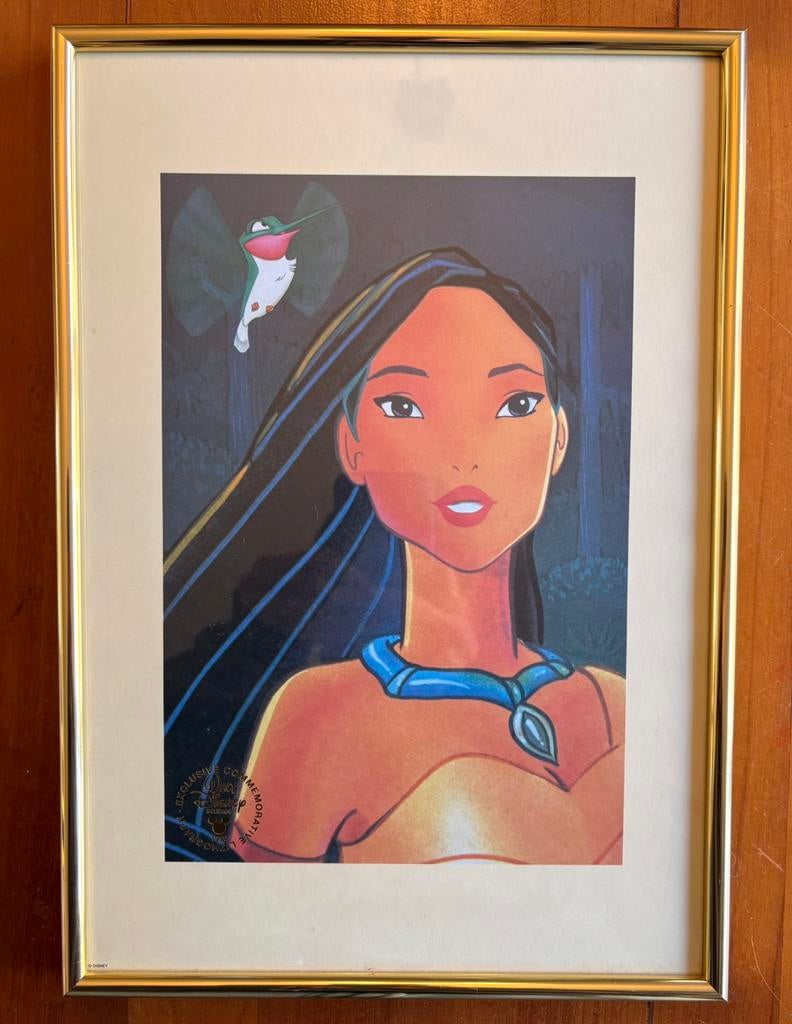 ingelijste Pocohontas litho. Disney exclusief, uit 1996, Ophalen of Verzenden