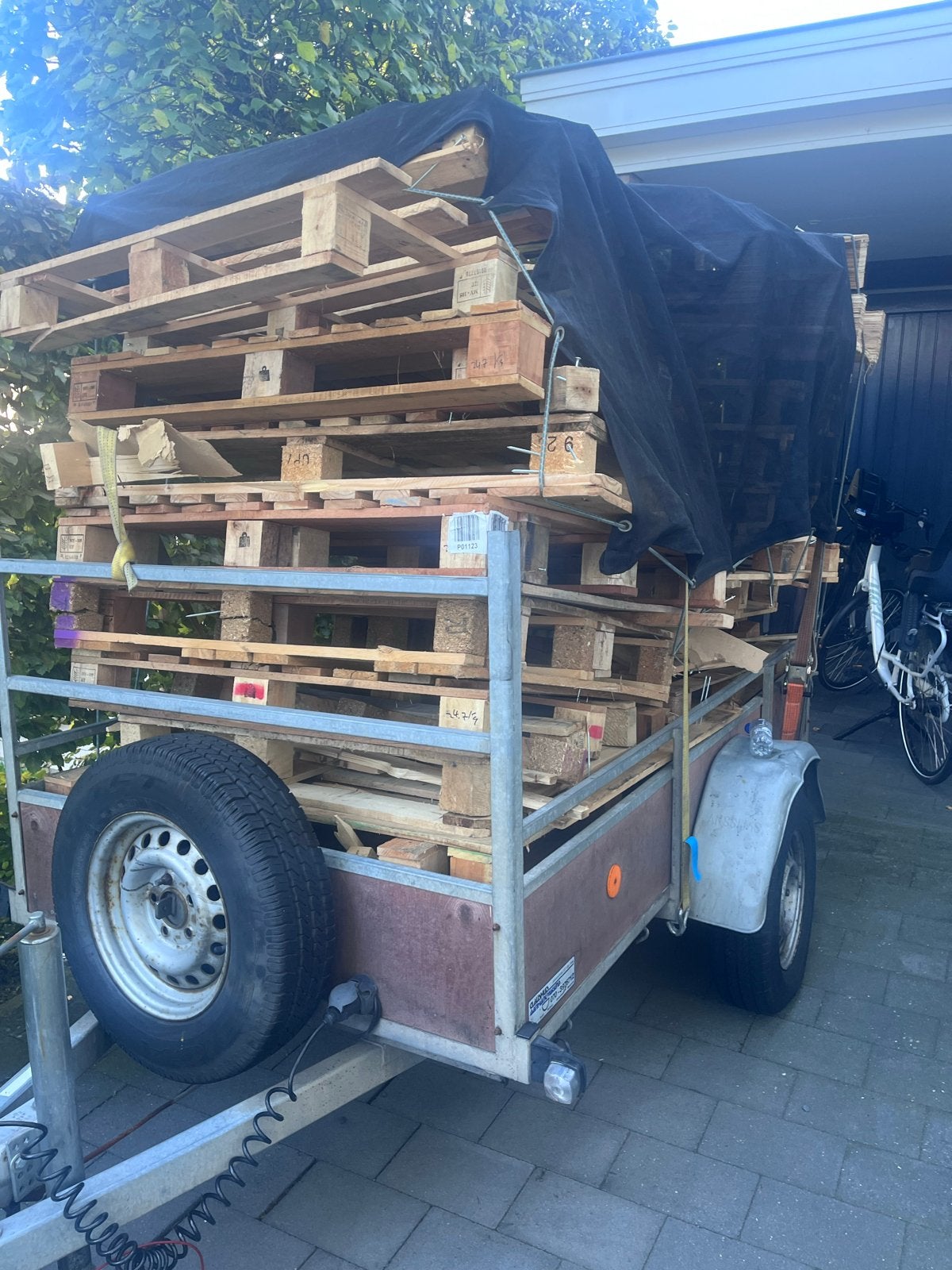 Gratis  Gebruikte pallets - Ideaal brandhout etc, Tuin en Terras, 3 tot 6 m³, Ophalen, Overige houtsoorten