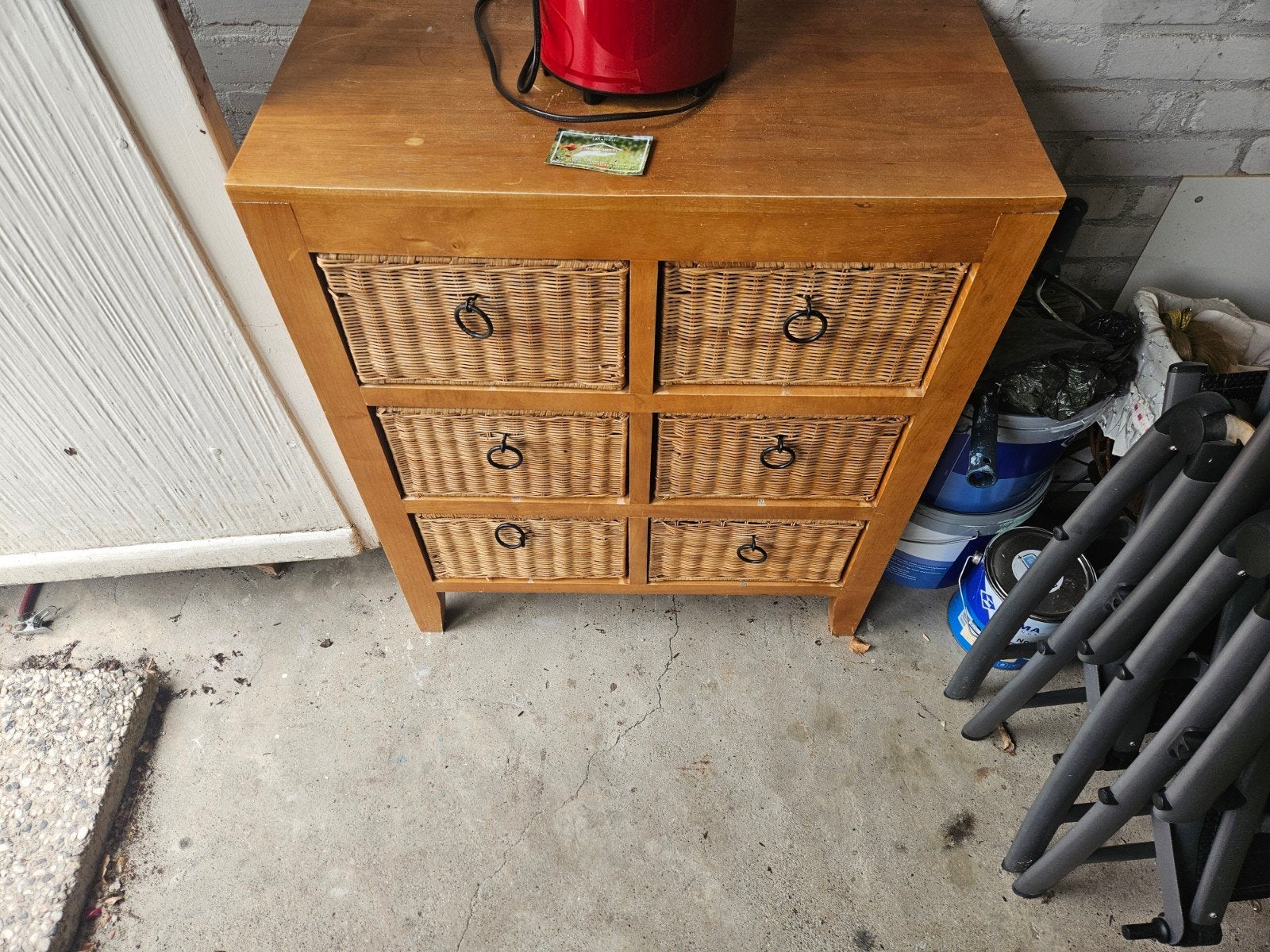 Houten ladekast met rieten manden, Ophalen, Gebruikt, Overige materialen, 5 laden of meer