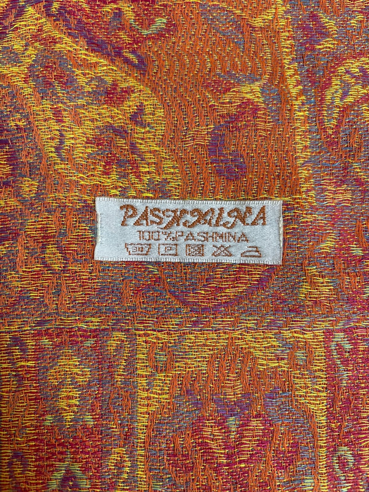 Pashmina Sjaal - Oranje/Geel/lila tinten., Verzenden, Zo goed als nieuw, Maat 46/48 (XL) of groter, Pashmina