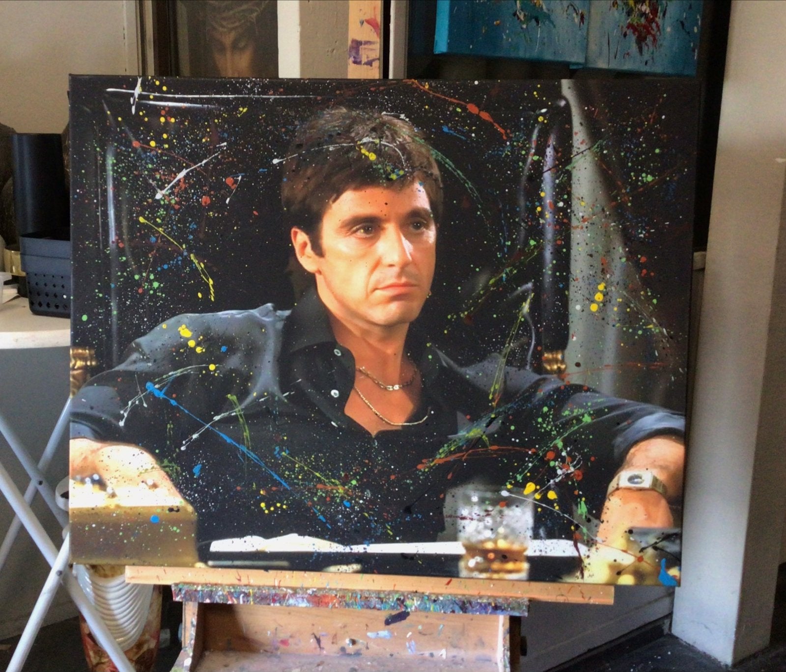 Scarface- Tony Montana- Mixed Media- Canvasdoek-80x100cm, Ophalen of Verzenden