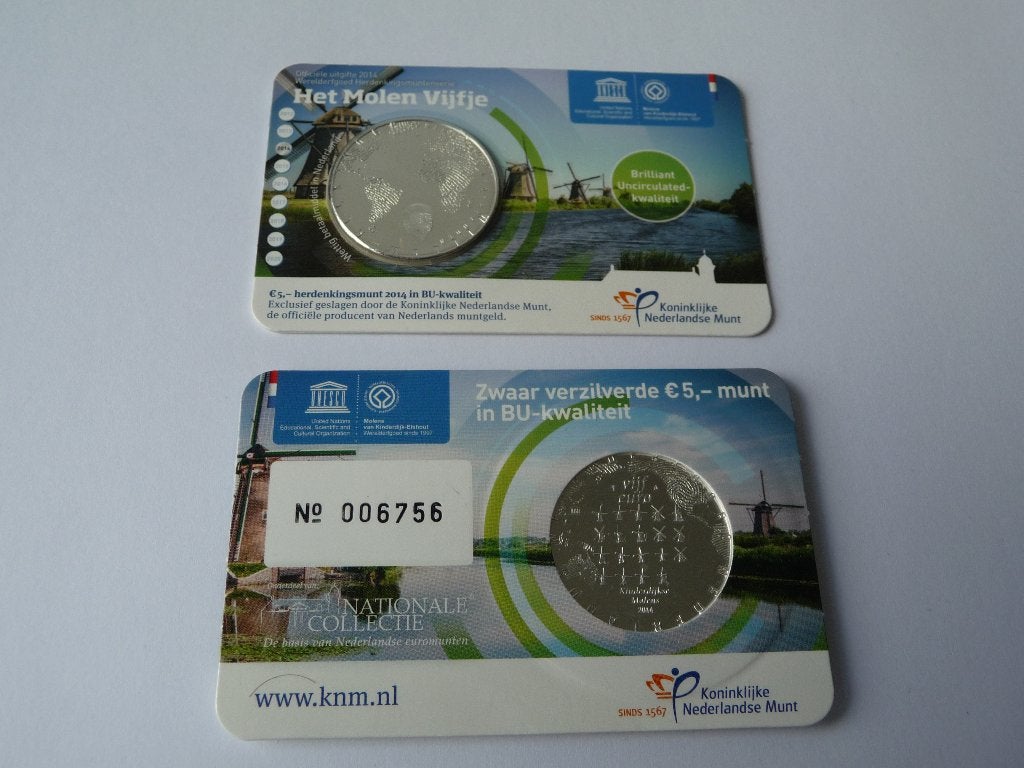 Het Molen Vijfje 2014 BU-kwaliteit in coincard, Verzenden, Overige landen, 5 euro, Losse munt