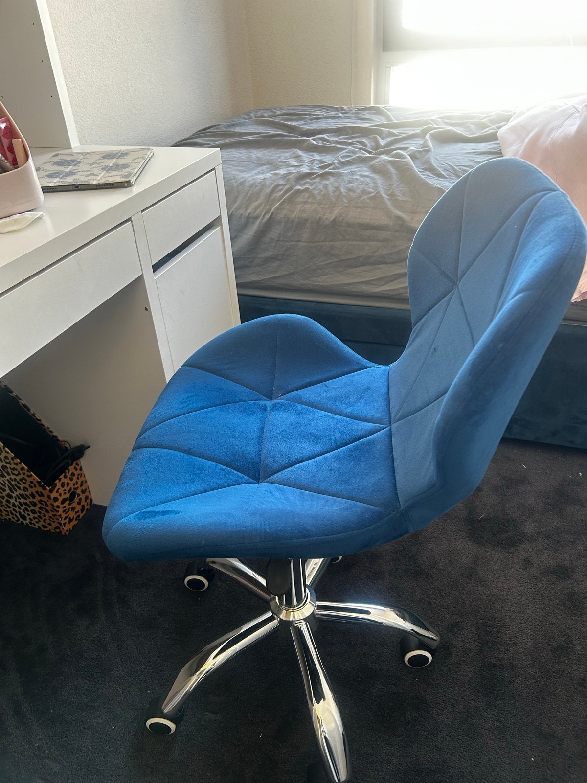 Blauwe Bureaustoel met Wieltjes, Ophalen, Zo goed als nieuw, Blauw, Bureaustoel