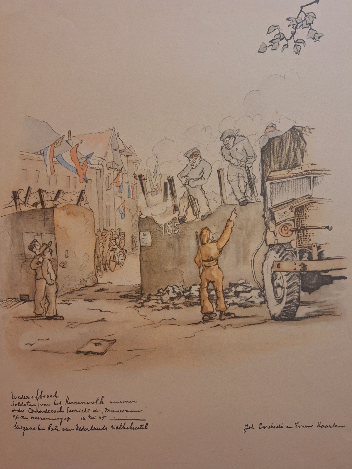 Lithografie 'Soldaten van het Herrenvolk ', Ophalen of Verzenden, Uniformen, Lithografie