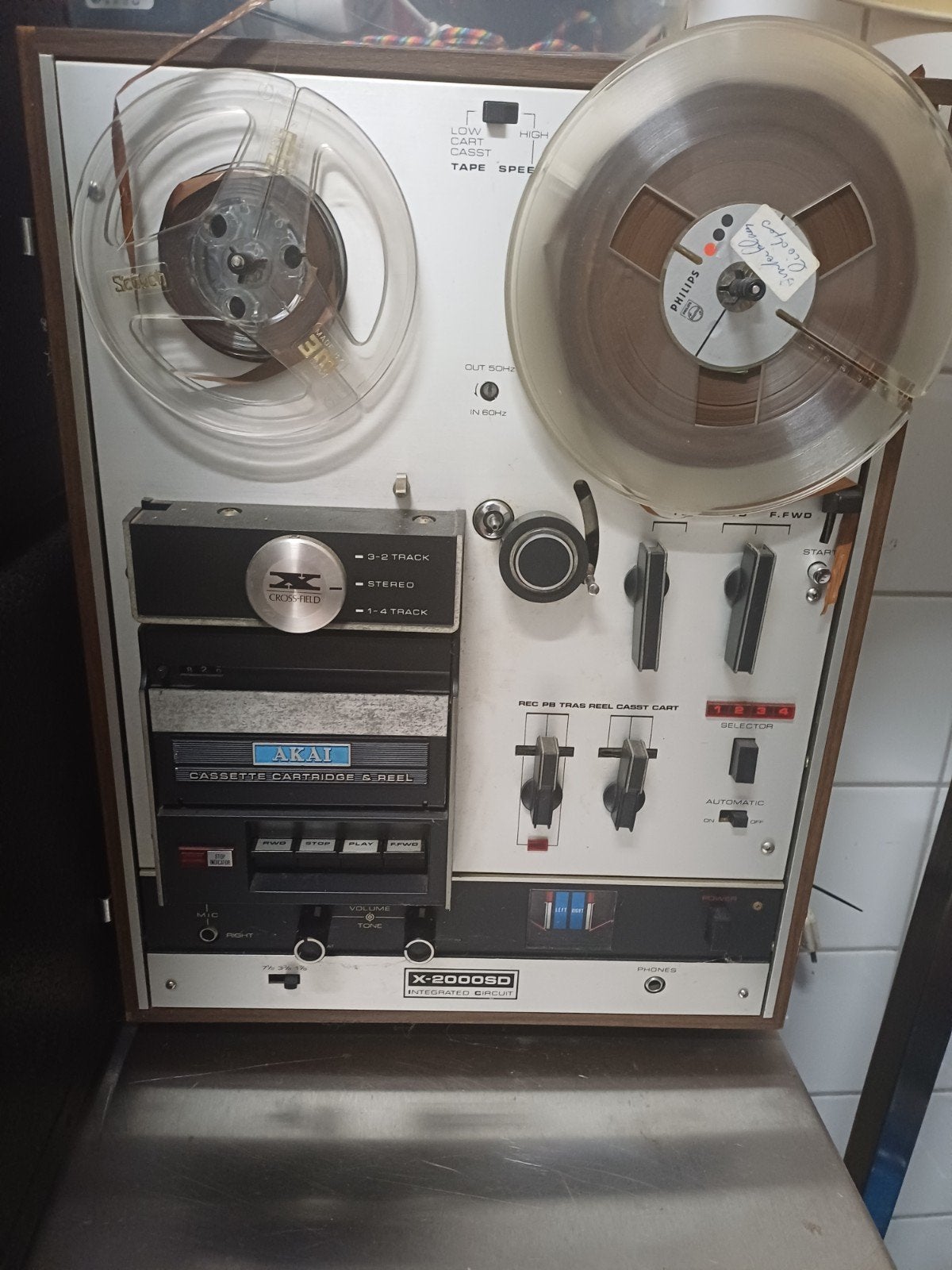 Akai X-2000SD Bandrecorder met Cassette en Spoelen, Audio, Tv en Foto, Ophalen of Verzenden, Bandrecorder, Met banden