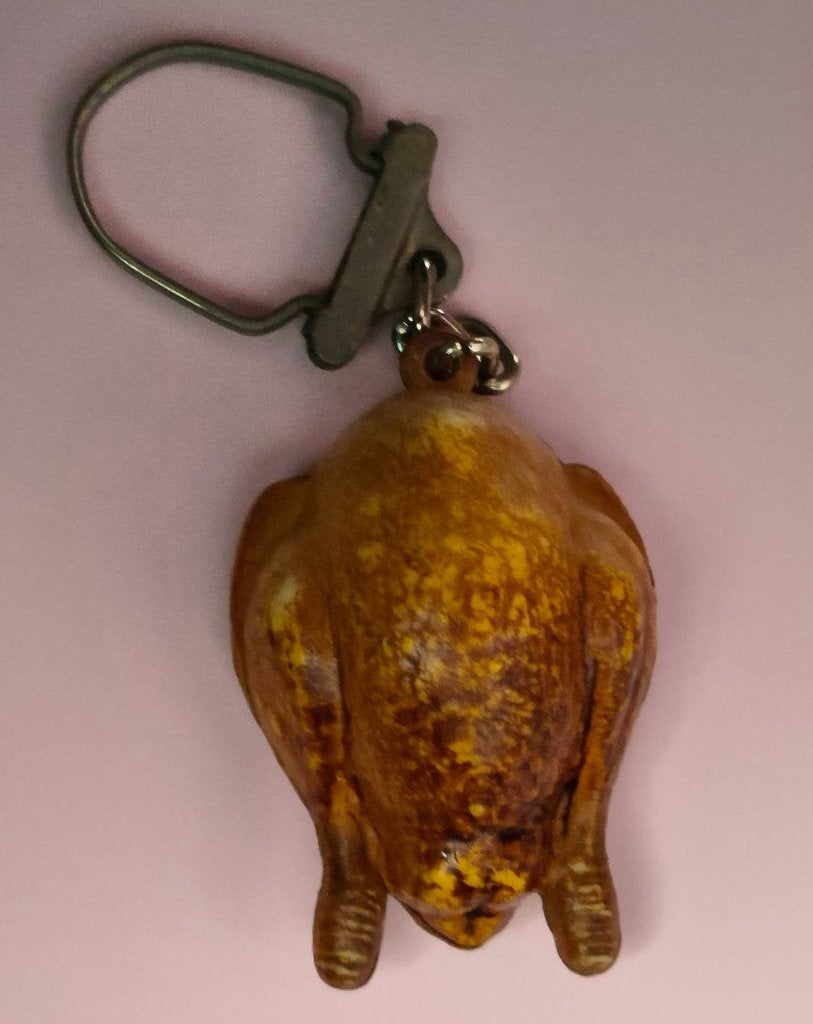 Gebraden kip sleutelhanger, Verzamelen, Sleutelhangers, Zo goed als nieuw, Dier of Natuur, Ophalen of Verzenden